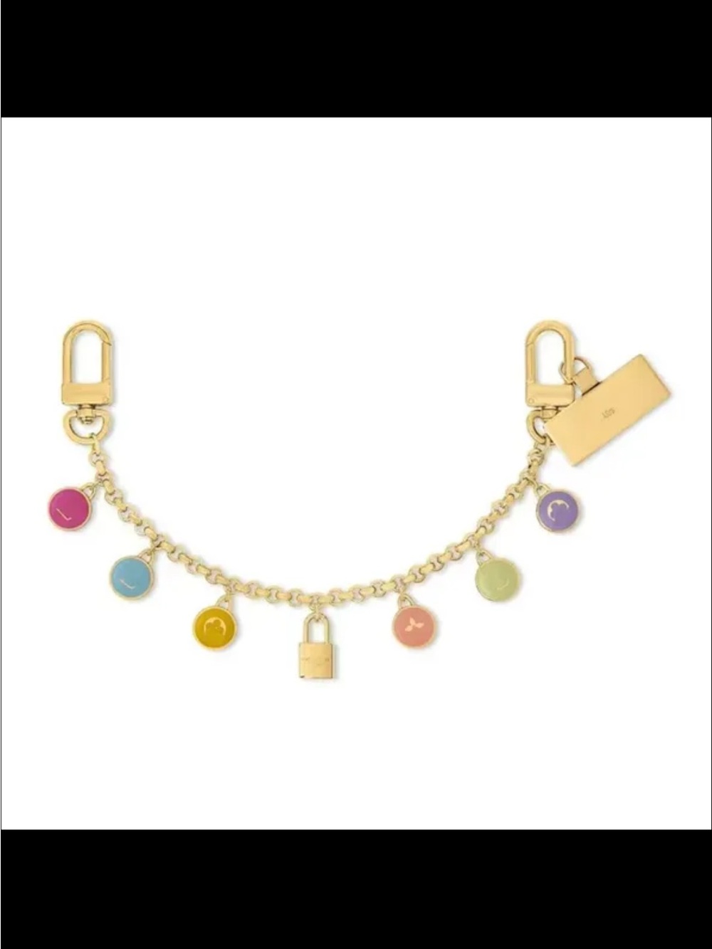 Louis V - inspired bag charm accessory. Gold plated Multicolor.